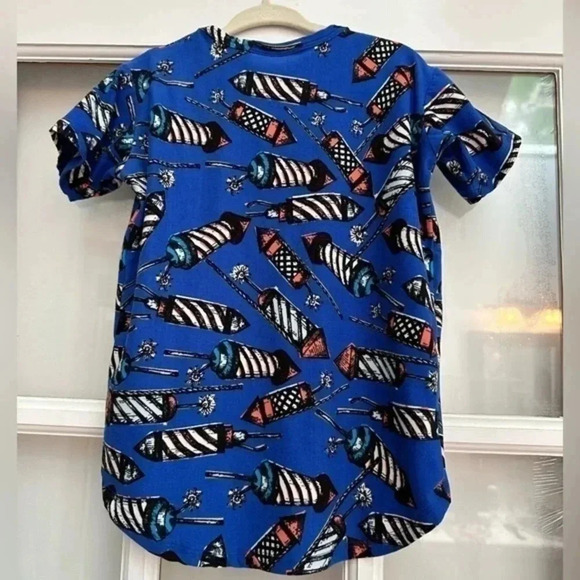 Kids LuLaRoe Blue USA Americana 4th Of July Gracie Top Size 2T Unisex - Picture 2 of 4